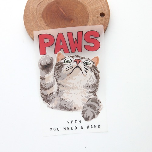 3D열전사지) PAWS 긁는 고양이-204번(97204)