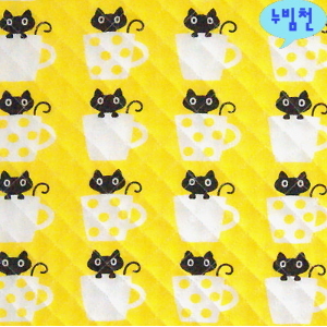 면혼방 누빔천 컵고양이(노랑)-3885