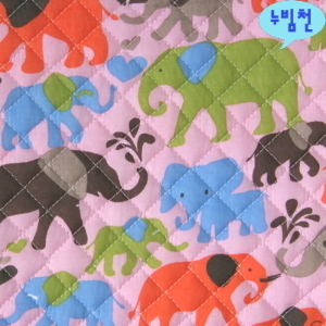 면혼방 누빔천 코끼리大(핑크)-2956